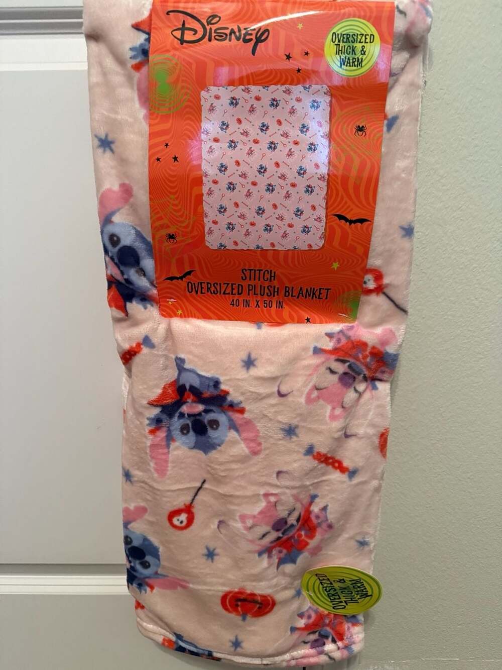 Disney Stitch Plush Blanket 40 In. X 50 In. Pink